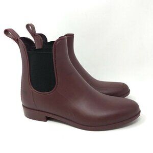J Crew Matte Chelsea Waterproof Rain Boots Maroon 7